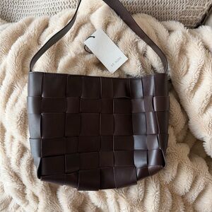 St. Agni brown leather woven shoulder bag tote